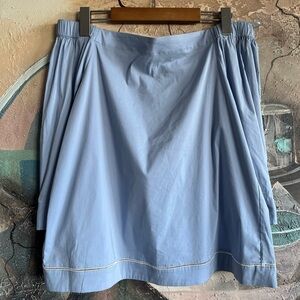 Theory Off-the-shoulder Cotton Poplin Blue Blouse